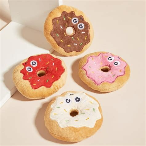 Lhujing Cute Donut Dog Toy Interactive Donut Plush Toy Bite Resistant