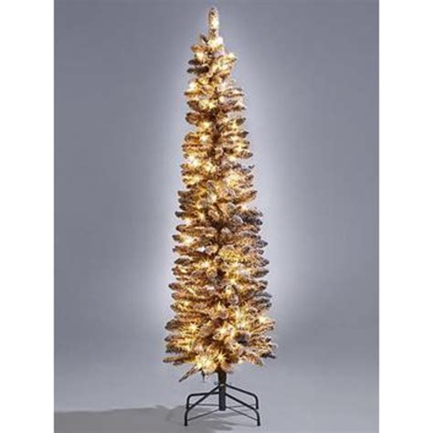 Very Home 6Ft Pre-Lit Flocked Pencil Christmas Tree In Black by Very ...