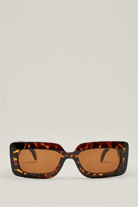 Tortoiseshell Thick Rim Rectangle Sunglasses Nasty Gal