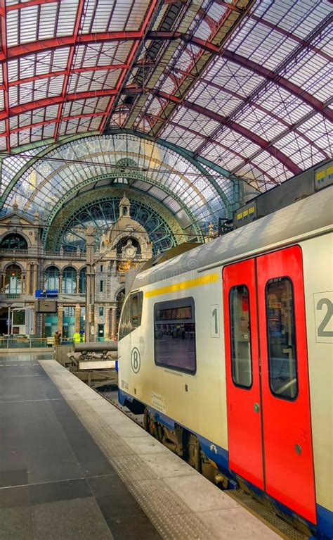 Antwerp Belgium Anno The Train Is Waiting At The Platform For