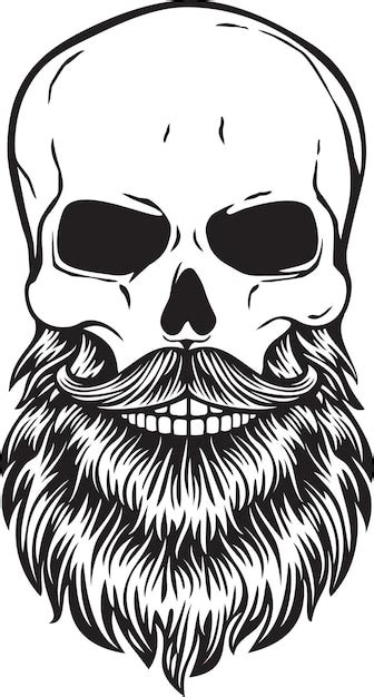 Premium Vector Bearded Skull With Mustache