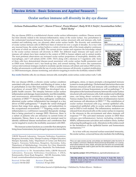 Pdf Ocular Surface Immune Cell Diversity In Dry Eye Disease