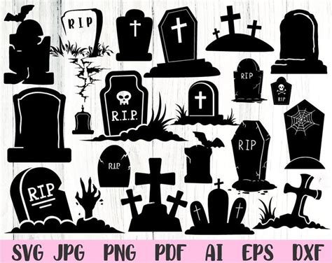 Tombstones Svg Gravestone Svg Graveyard Svg Svg Files For Cricut Instant Download Halloween Svg