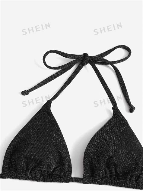 Shein Swim Bikini Triangle Ras Du Cou Scintillant D T Pour La Plage