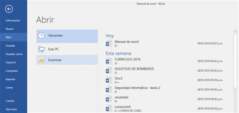 Abrir Un Documento En Word 2016 Cursos Online