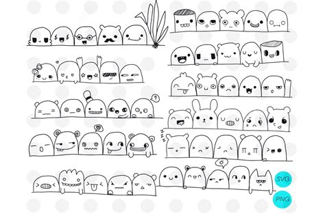 Cute Faces Doodles Art Set Graphic by nnathavadee · Creative Fabrica