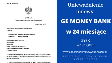 Uniewa Nienie Kredytu Frankowego Ge Money Bank Bph S A Wygrywamy We