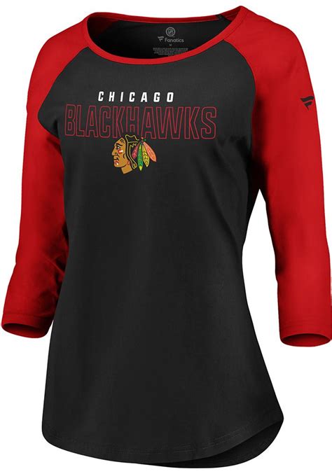 Chicago Blackhawks Blackhawks Black Raglan Long Sleeve Ls Tee