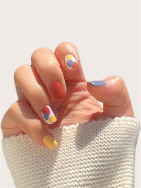 Multicolor Collar Color Nails Embellished Beauty Tools Chic Nails