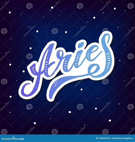 Aries Lettering Calligraphy Brush Text Horoscope Zodiac Sign Stock