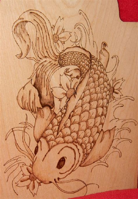 Pyrography Koi Fish Wood Burning Art Wood Burning Stencils