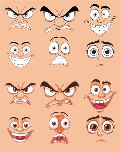 animated facial expressions vectors illustrations