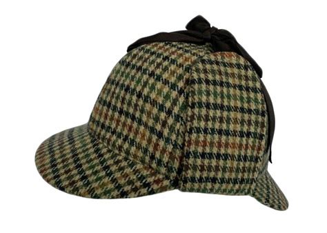 Small Check 100 Wool Tweed Sherlock Holmes Deerstalker Hunting Drop Ears Hat Ebay