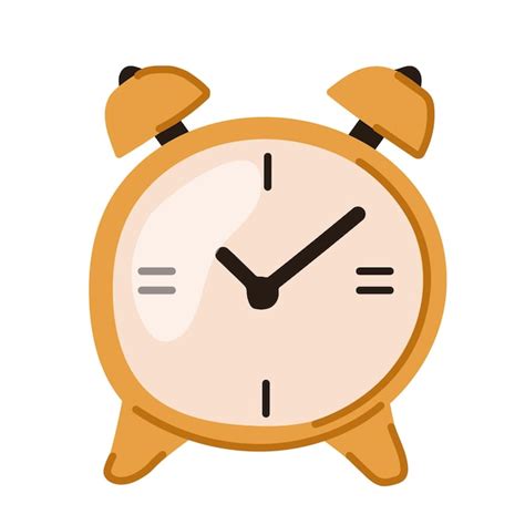 Ilustración del reloj despertador en estilo doodle plano aislado sobre