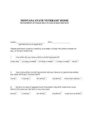 Fillable Online Dphhs Mt Montana State Veterans Home Fax Email Print