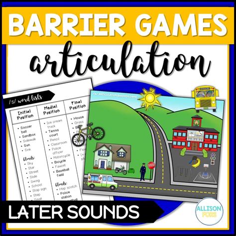 Articulation Barrier Games Speech Therapy For Later Sounds Allison Fors Inc