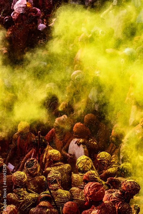 Barsana, Uttar Pradesh, India February 6 2021: People celebrate the ...