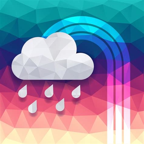 Nube De Arco Iris Y Lluvia Vector Premium