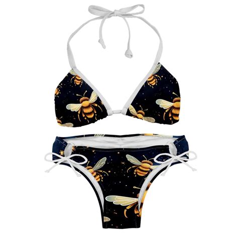 Starry Bees In The Sky Swim Suit Bikini Sets With Detachable Sponge