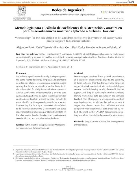 Pdf Metodolog A Para El C Lculo De Coeficientes De Sustentaci N Y