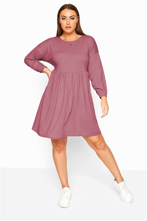 LIMITED COLLECTION Dusky Pink Peplum Sweatshirt Dress Yours Clothing