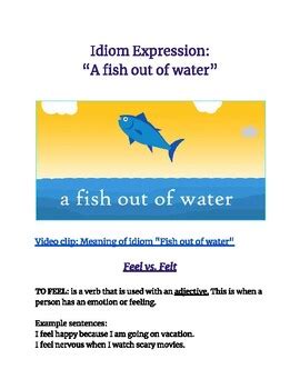 Idiom A Fish Out Of Water Activity TPT