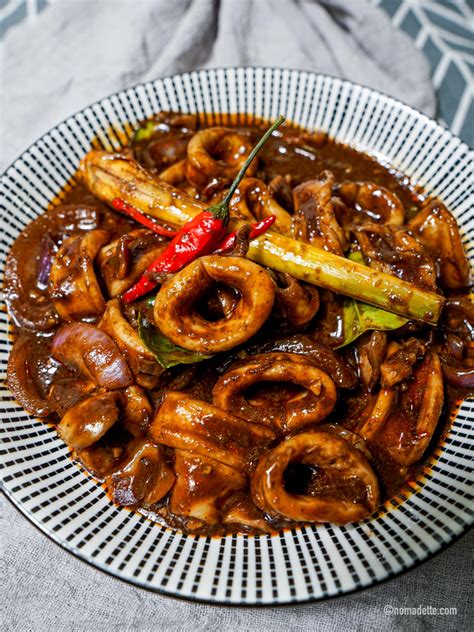 Sotong Masak Hitam Malay Spicy Blackened Squid Nomadette