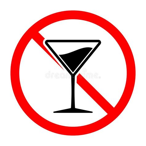 Alcohol Is Forbidden Martini Glass With Ban Icon Stop Alcohol Icon