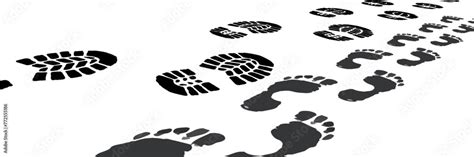 Footprint Shoe Sole Tracking Path On Transparent Background Shoe