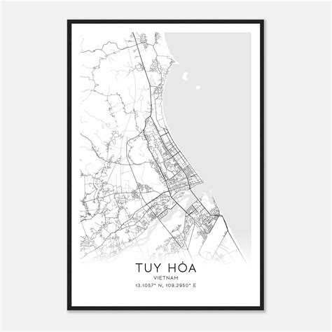 Tuy Hoa Vietnam Map Poster Tuy Hoa City Road Wall Art Print Custom