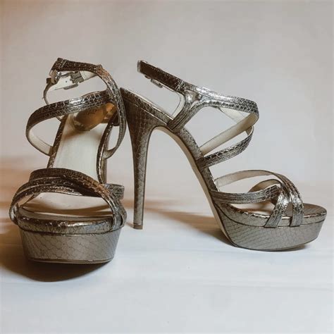 Michael Kors Snake Leather Golden Heels Sandals Size Gem