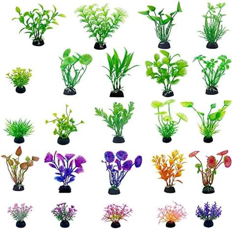 TANOMA 24PCS Plastic Artificial Aquarium Plants Fake Realistic Plants