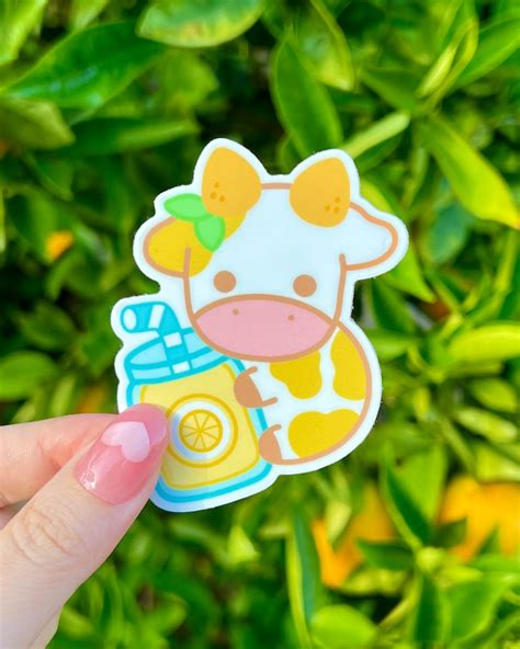 Lemon Cow Sticker Kawaii Stickers Planner Stickers Journal Etsy