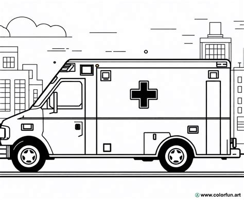 Coloriage d une ambulance réaliste à Télécharger ou à Imprimer gratuitement