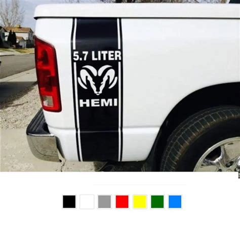 2pcs Both Sides 5.7 Liter Dodge RAM HEMI Vinyl Decal Sticker