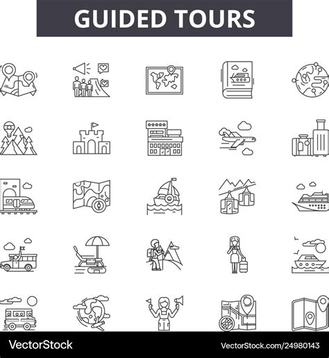 Guided Tours Line Icons Signs Set Royalty Free Vector Image