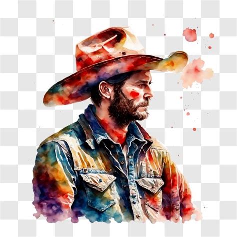 Download Man with Watercolor Paint on Face and Cowboy Hat PNGs Online ...