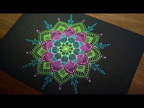 How To Draw Mandala Art For Beginners Metallic Mandala Art On A Black