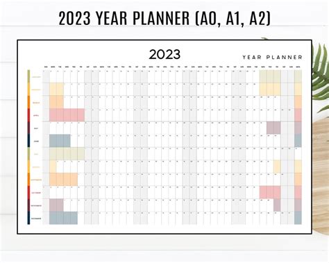 2023 Yearly Planner Printable A0a1a2 Yearly Wall Calendar Etsy