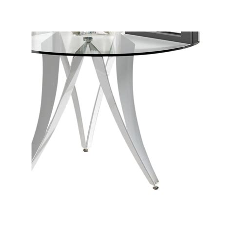 Table A Manger Ronde Plateau Verre Et Pieds M Tal Blanc Cm Akno