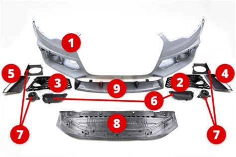 Bkm Front Bumper Kit Rs Style Carbon Fits Audi A S