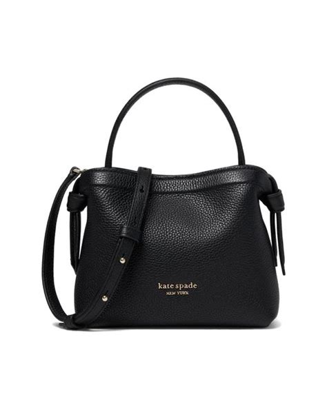 Kate Spade Knott Pebbled Leather Mini Crossbody Tote In Black Lyst