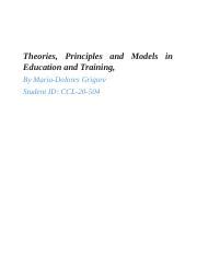 Docx Theories Principles And Models In Education And