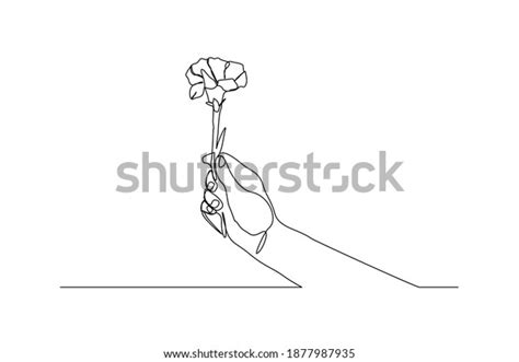 Continuous Line Drawing Hand Holding Bouquet Stock Vector Royalty Free