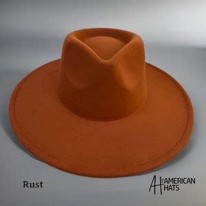 Fedora Hat Wide Brim Hat Vegan Felt Rancher Hat Flat Brim Hat Stiff