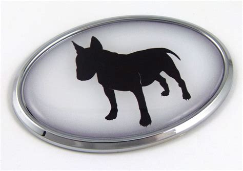 Bull Terrier 3d Adhesive Oval Chrome Pet Emblemr Pro Sport Stickers