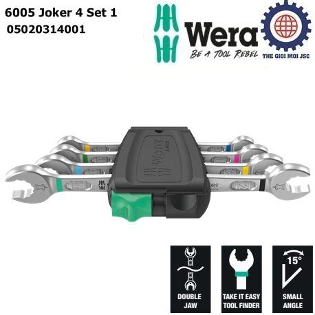 Bộ cờ lê đầu tròng hai đầu miệng Wera 05020314001 6005 Joker 4 Set 1