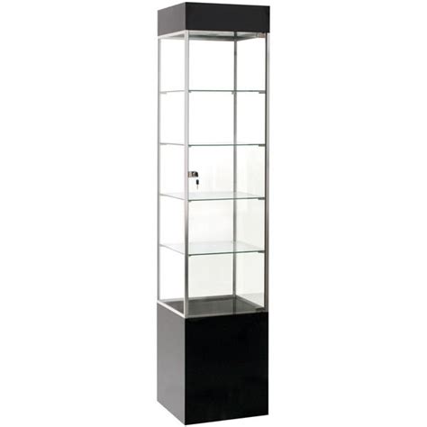 Display Tower Showcase Square Black Chrome Frame 75h X 16w