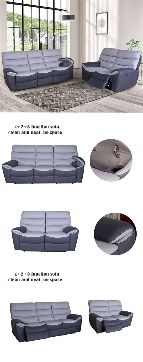 Simple Design Grey Fabric Recliner Sofa Set in Living Room