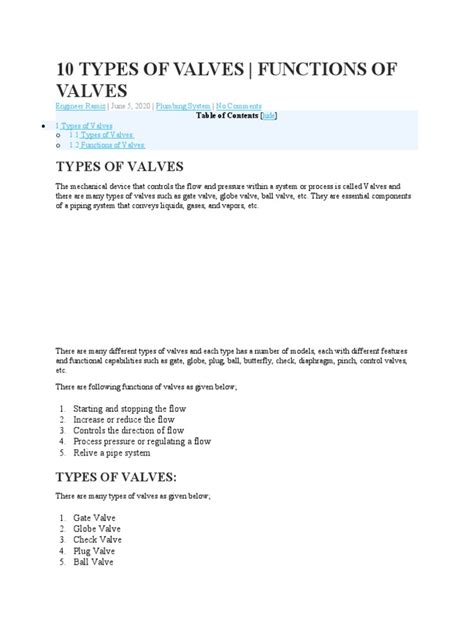 10 Types of Valves | PDF | Valve | Actuator